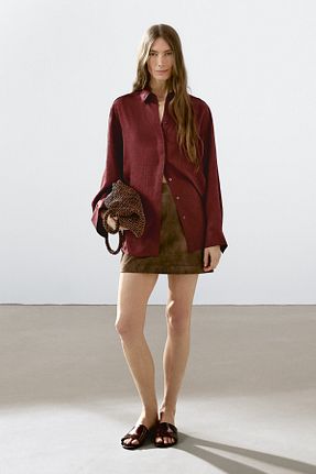 پیراهن قرمز زنانه رگولار Massimo Dutti - کد 921311501