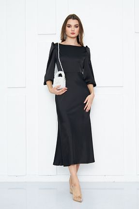 لباس مجلسی و فارغ التحصیلی مشکی زنانه ساتن ESSEDRESS - کد 813967379