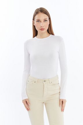 بلوز سفید زنانه ساده LAENT - کد 921307416