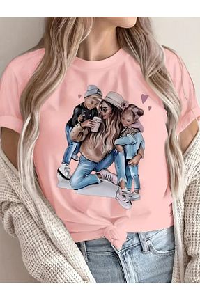 تیشرت صورتی زنانه Relaxed aynewmoda - کد 921328045