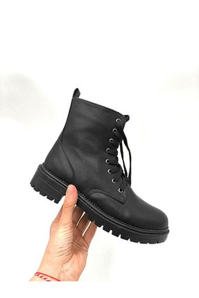 بوت / نیم بوت مشکی زنانه چرم مصنوعی MELAMS - کد 921333931