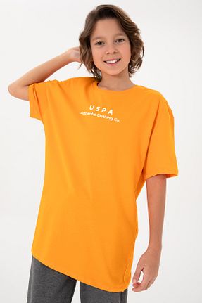تیشرت نارنجی بچه گانه یقه دوچرخه U.S. Polo Assn. - کد 852116081