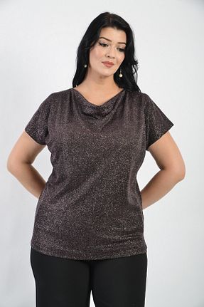 بلوز سایز بزرگ قهوه ای زنانه سایز بزرگ LİLAS XXL - کد 356607514