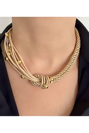 گردنبند جواهر بژ زنانه منجق Kutcha Accessories - کد 921338320