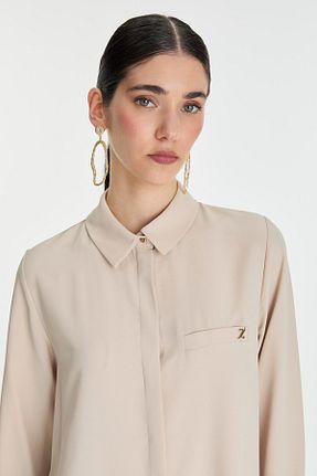 تونیک حجاب بژ زنانه پلی استر Zühre - کد 80717726