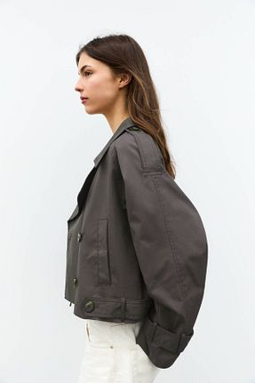 ترنچکت طوسی زنانه پنبه ای Pull & Bear - کد 906194069