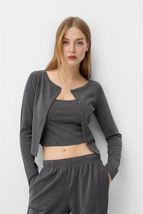 بلوز طوسی زنانه ساده Dier Moda - کد 921346245