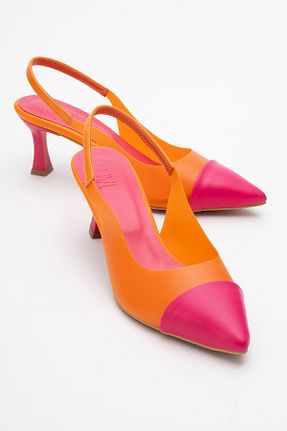 کفش پاشنه بلند کلاسیک نارنجی زنانه چرم مصنوعی luvishoes - کد 921362570