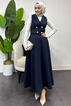 ست بالاتنه و پائین تنه حجاب سرمه ای زنانه کلوش Tesettür Diyarı - کد 921361613