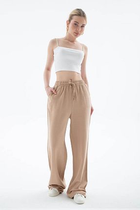 شلوار بژ زنانه پاچه گشاد Fashion Friends - کد 921360371