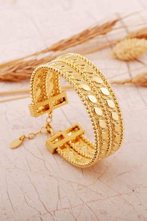 دستبند نقره طلائی زنانه 925 عیار Sümer Telkari - کد 921360752