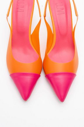کفش پاشنه بلند کلاسیک نارنجی زنانه چرم مصنوعی luvishoes - کد 921362570