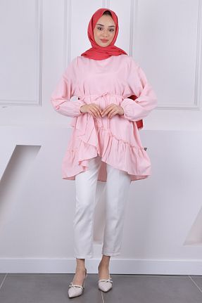 تونیک حجاب صورتی زنانه مخلوط پلی استر İmajButik - کد 921359917