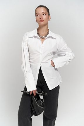 پیراهن سفید زنانه اورسایز MAİ COLLECTİON - کد 921369918