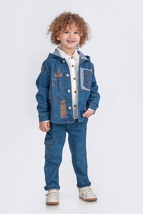 ست بالاتنه و پائین تنه آبی بچه گانه بافتنی Minigimin Cicileri - کد 923054794