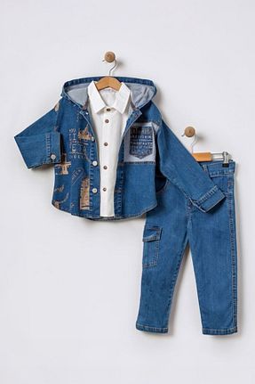 ست بالاتنه و پائین تنه آبی بچه گانه بافتنی Minigimin Cicileri - کد 923054794
