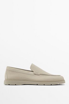 کفش لوفر سفید مردانه چرم خالص Massimo Dutti - کد 921392357