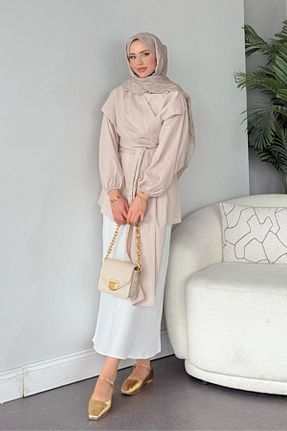 پیراهن حجاب بژ زنانه 3/4 Boy HAZA MODA - کد 921393377