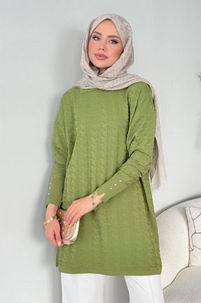 تونیک حجاب سبز رگولار HAZA MODA - کد 921394499