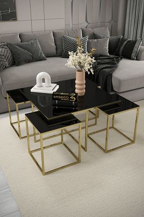 میز جلو مبلی طلائی فلزی home plus mobilya - کد 927132963