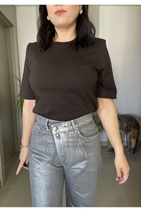 شلوار جین طوسی زنانه پاچه گشاد Butik - کد 921402265