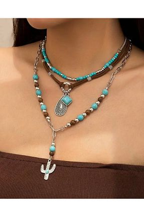 گردنبند جواهر فیروزه ای زنانه منجق elyius - کد 921465263