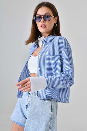 پیراهن آبی زنانه کراپ Saade - کد 776166256