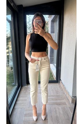 شلوار جین نباتی زنانه پاچه ساده TUSİVA STORE - کد 921483178