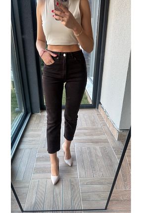 شلوار جین قهوه ای زنانه پاچه لوله تفنگی TUSİVA STORE - کد 921483216