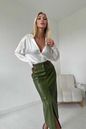 دامن متالیک زنانه چرم مصنوعی mirror the beauty güzelliği yansıtın - کد 924665297