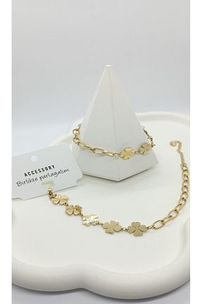 دستبند استیل (فولاد) طلائی استیل (فولاد) ndjewelry - کد 921486367