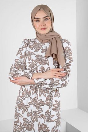 شال قهوه ای زنانه کرپ Alvina - کد 801114126