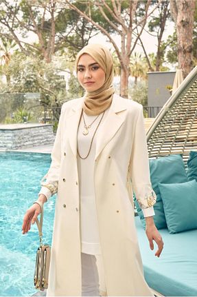 ترنچکت حجاب سفید زنانه مخلوط پلی استر Alvina - کد 805630679
