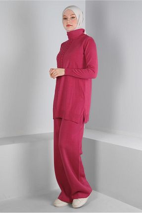 ست بالاتنه و پائین تنه حجاب صورتی زنانه رگولار Alvina - کد 794076758