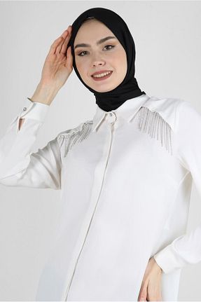 تونیک حجاب سفید زنانه پلی استر Alvina - کد 798335338
