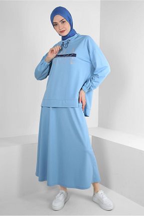 ست گرمکن حجاب آبی رگولار Alvina - کد 859501824