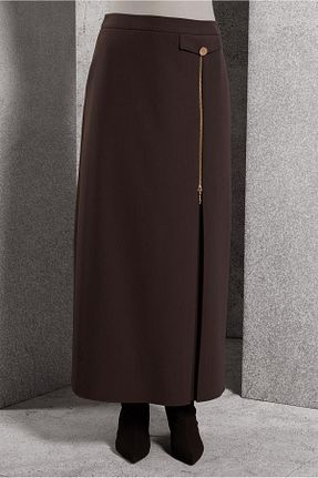 دامن حجاب قهوه ای زنانه رگولار Alvina - کد 879817713
