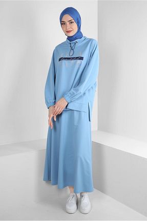 ست گرمکن حجاب آبی رگولار Alvina - کد 859501824