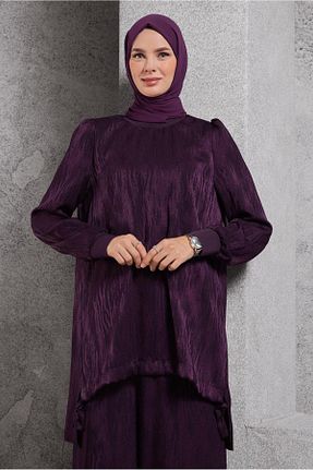 ست بالاتنه و پائین تنه حجاب بنفش زنانه رگولار Alvina - کد 882358510