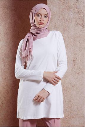 تونیک حجاب سفید زنانه %100 پنبه Alvina - کد 849217833