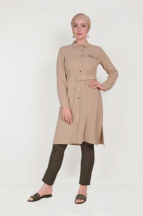 تونیک حجاب بژ زنانه پلی استر Alvina - کد 872832819