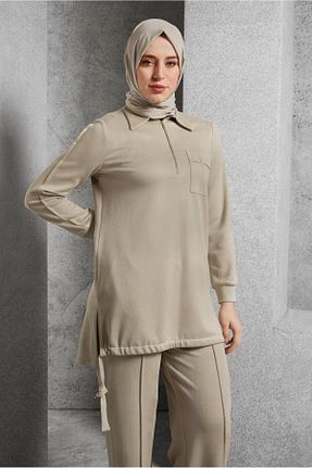 ست بالاتنه و پائین تنه حجاب بژ زنانه رگولار Alvina - کد 893999799