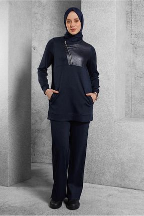 ست گرمکن حجاب سرمه ای زنانه رگولار Alvina - کد 893308981