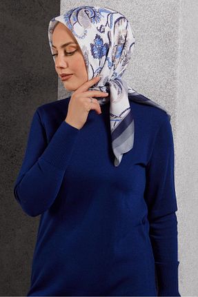روسری سرمه ای پلی استر Alvina - کد 890631719