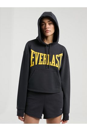 سوئیشرت اسپرت طوسی زنانه کلاه دار Everlast - کد 922280441