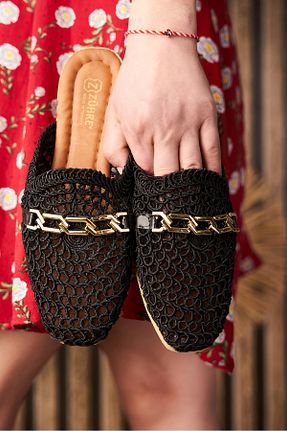دمپائی مشکی زنانه حصیر İmerShoes - کد 812724571