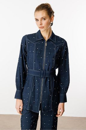 تونیک سرمه ای بافتنی Moda İlgi - کد 921530251