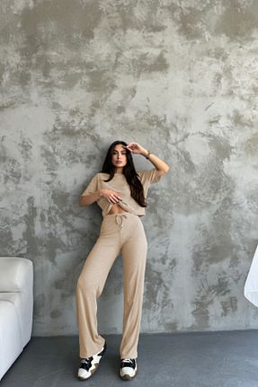 ست بالاتنه و پائین تنه بژ زنانه بافت BayBayan - کد 921519480