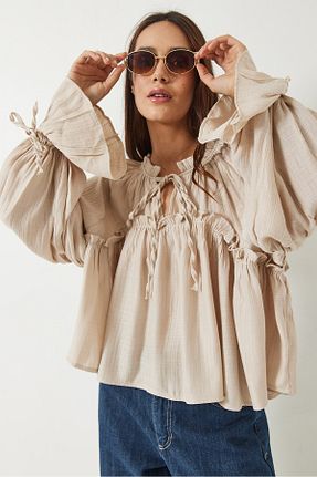 بلوز بژ زنانه چاپی Bianco Lucci - کد 921525544