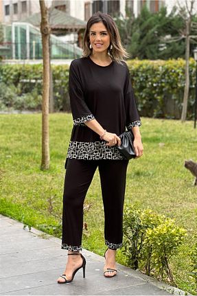 ست بالاتنه و پائین تنه مشکی زنانه بافتنی Nevin Kaya Moda - کد 657622689
